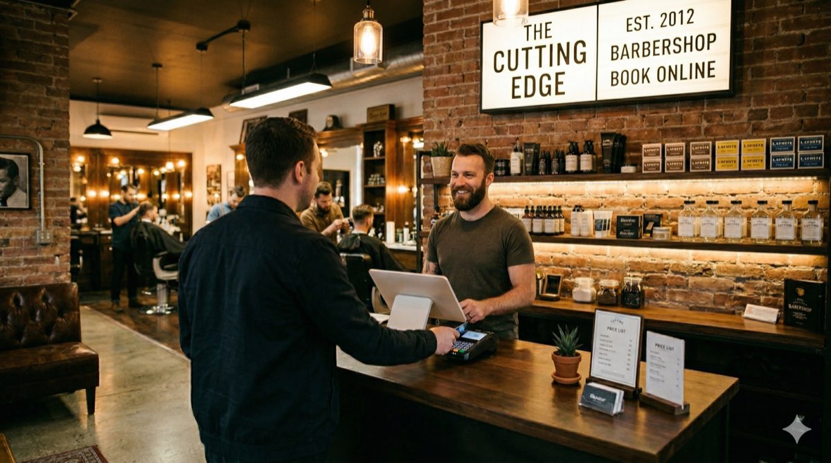 Barbershop POS — card, cash, and tap-to-pay