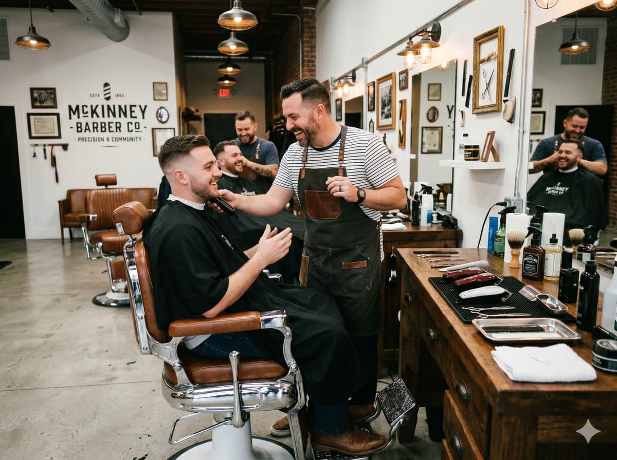 Barber giving a fresh cut in a classic barbershop